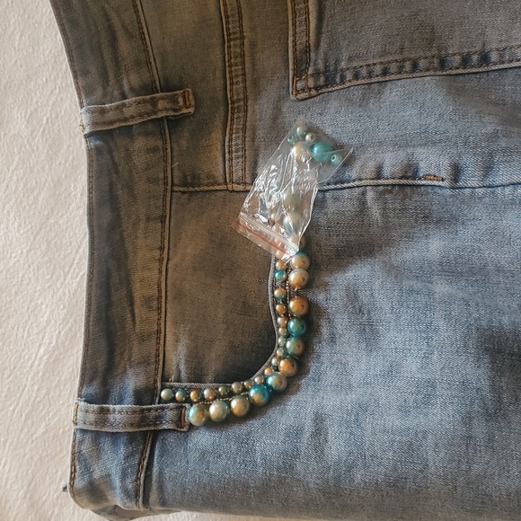 Boston Proper embellished pearl ankle Sz. 12 Blue Jeans NWT - Picture 5 of 11